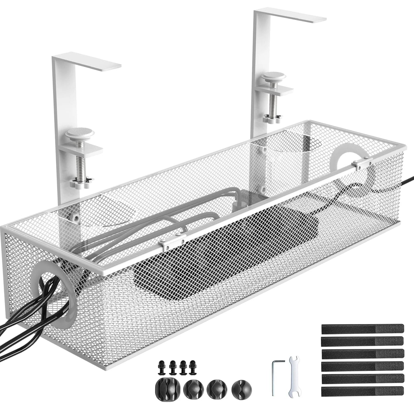 Under Desk Cable Tray Clamp Mount Organizer