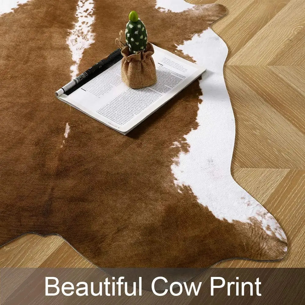 Faux Fur Cow Print Rug Bedroom Decor