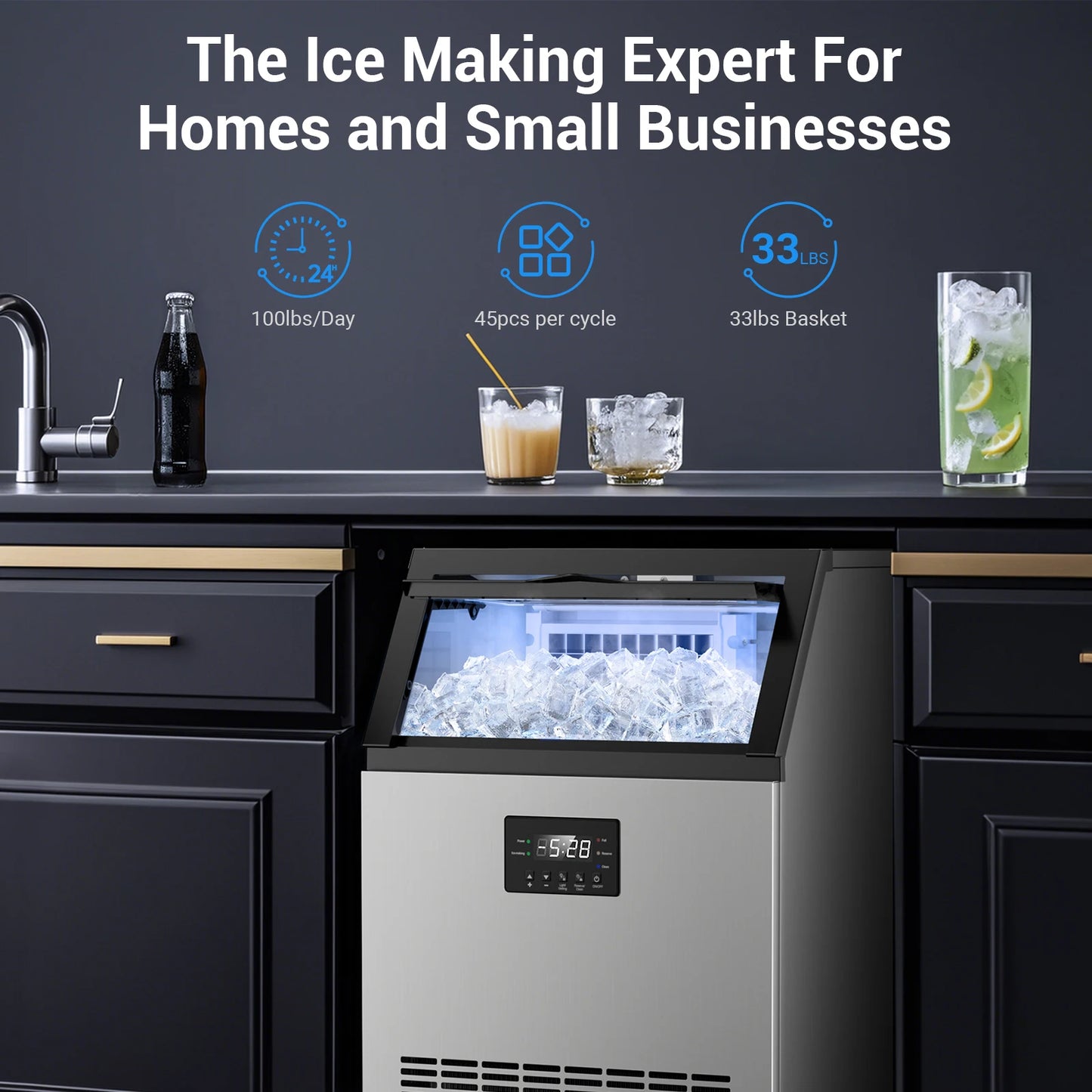 Stainless Steel Commercial Under-Counter Ice Maker