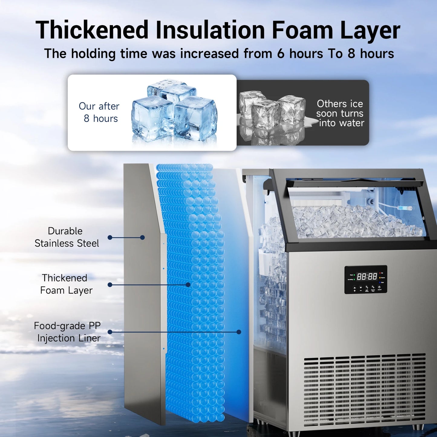 Stainless Steel Commercial Under-Counter Ice Maker