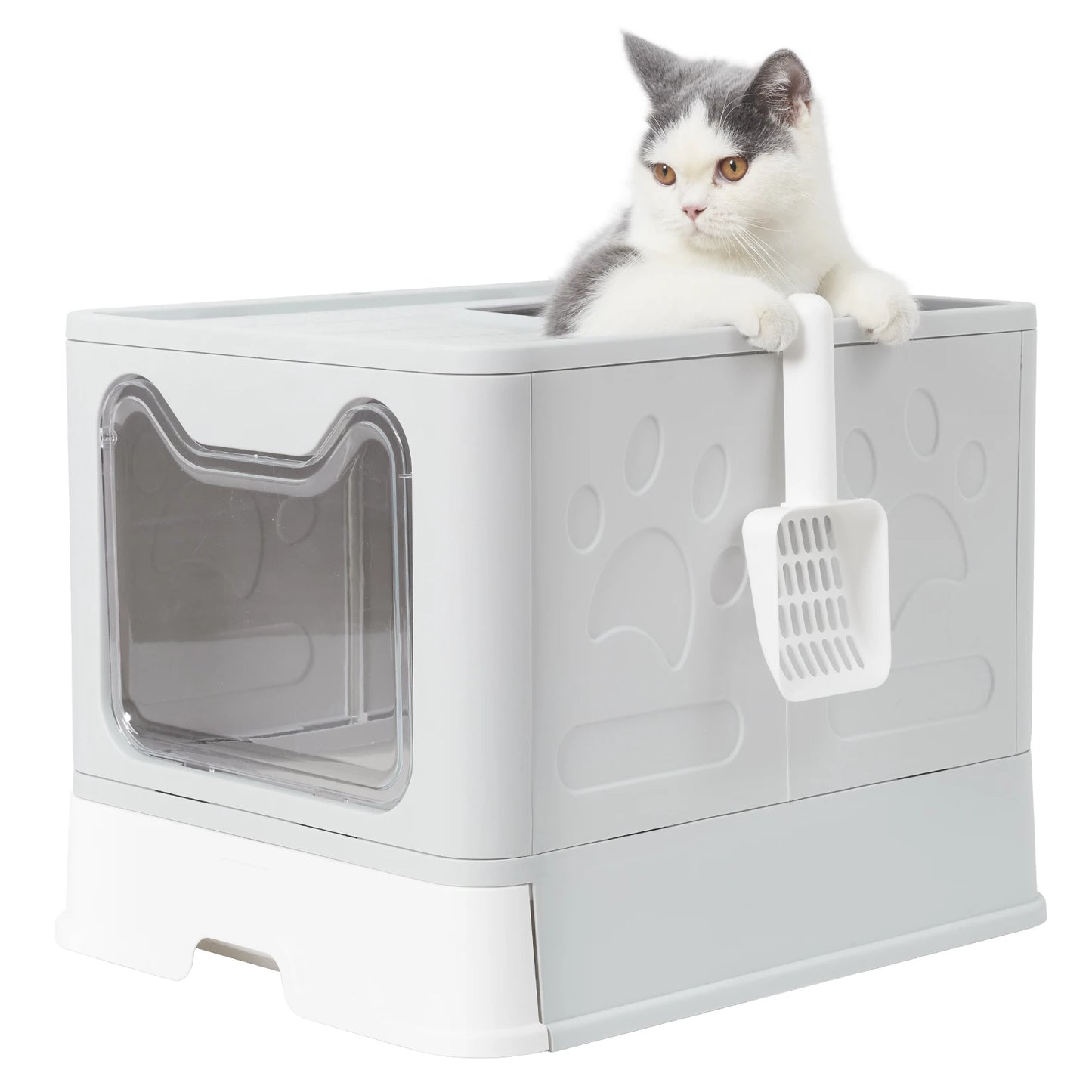 Foldable Covered Cat Litter Box with Scoop
