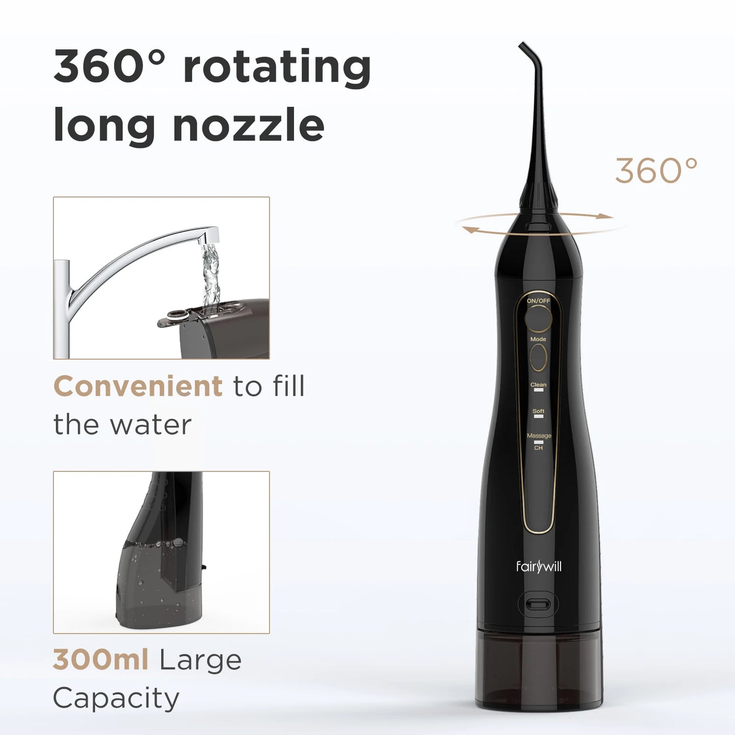 Fairywill Portable Rechargeable Water Flosser 300ML