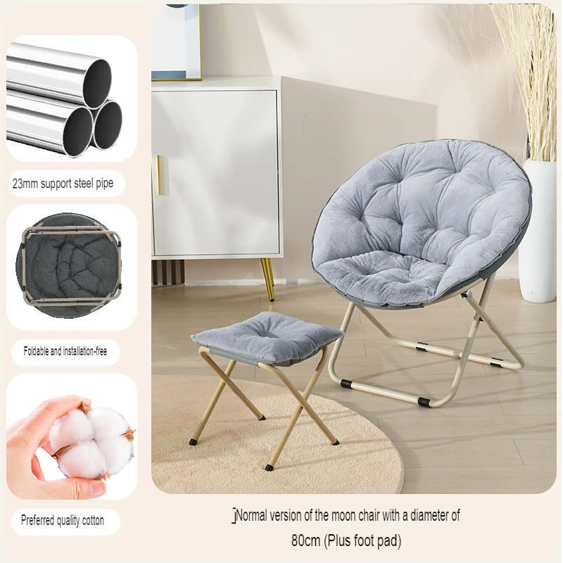 Round Folding Faux Fur Saucer Chair Set