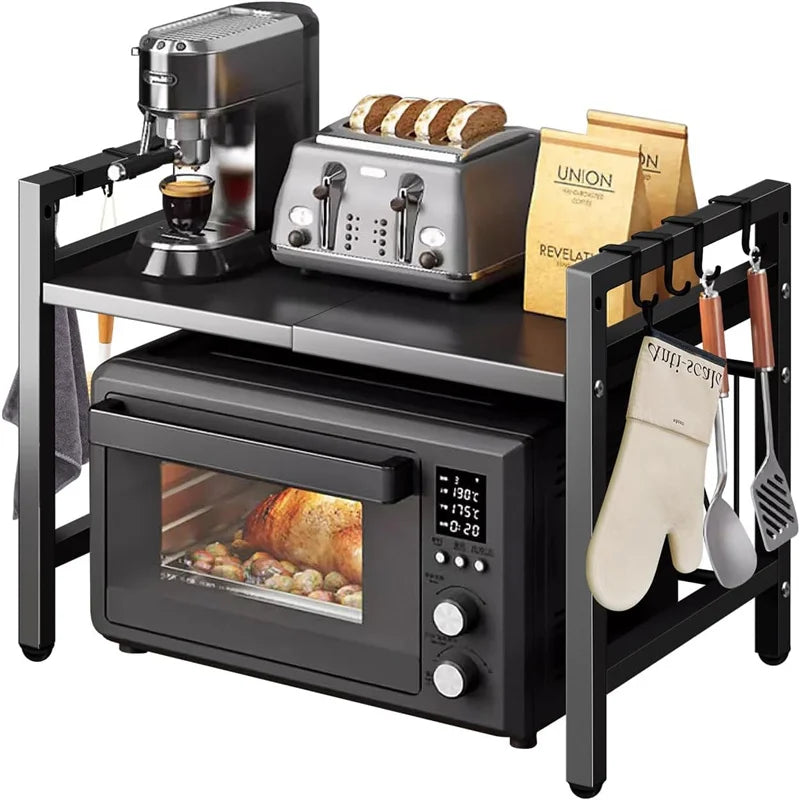 Adjustable Space-Saving Microwave Rack Kitchen Organizer