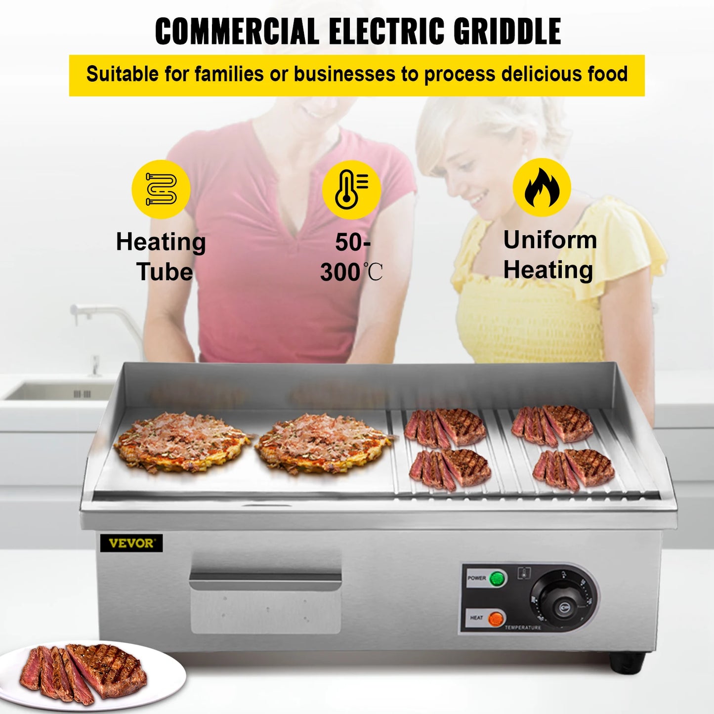 SucceBuy Electric Countertop Griddle Teppanyaki Grill