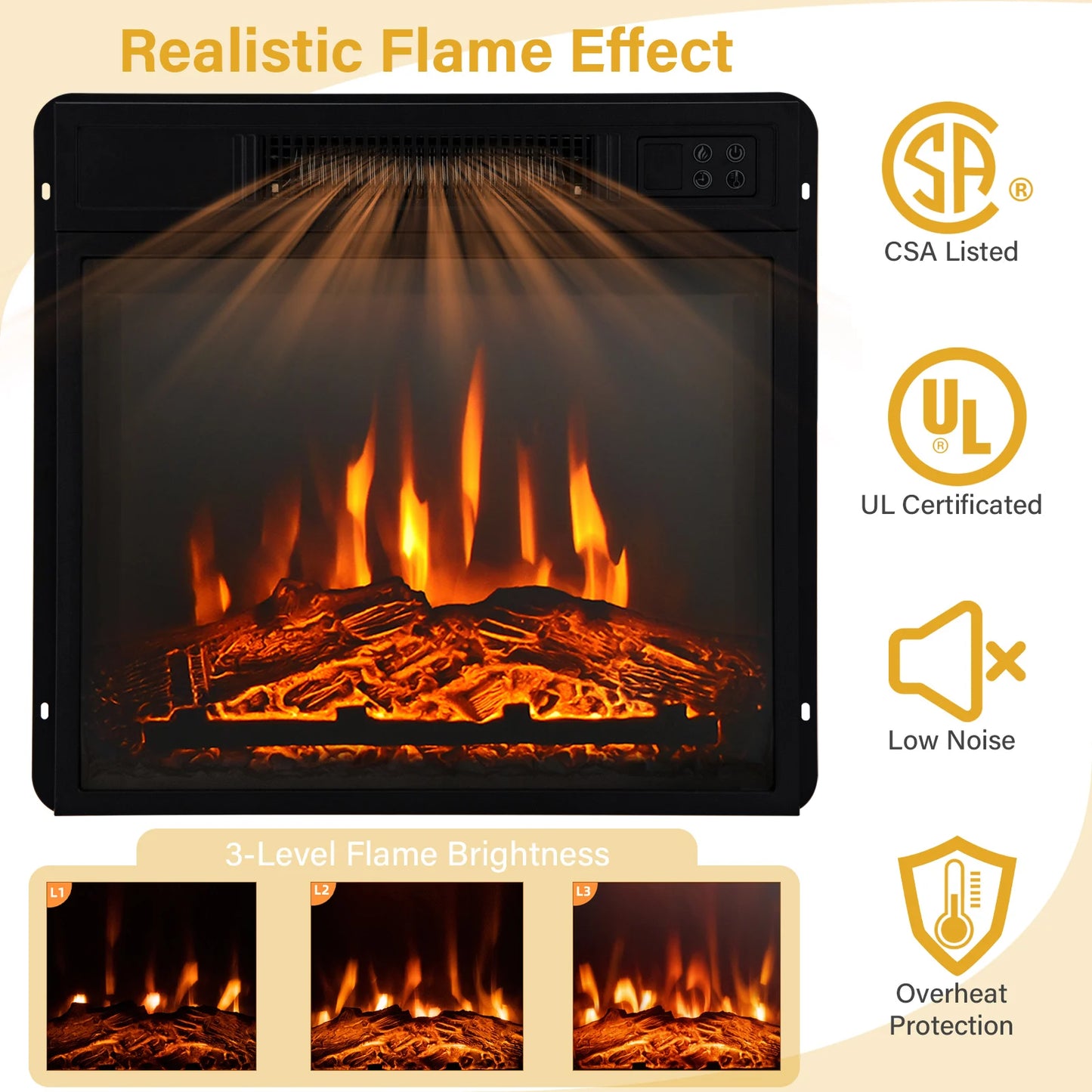 32-Inch Electric Fireplace TV Stand with Heater