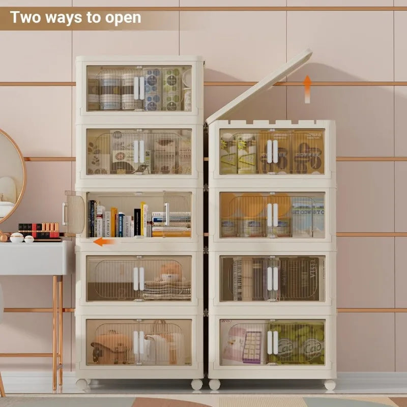 Collapsible Plastic Storage Bins with Wheels & Lids