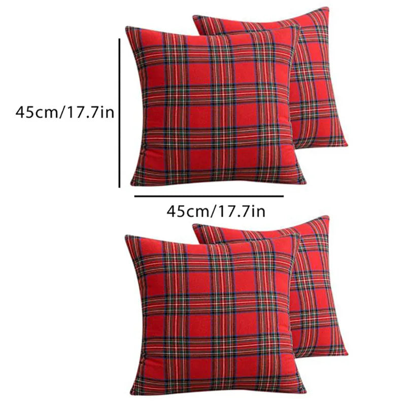 Christmas Tartan Plaid Pillow Cover 45cm