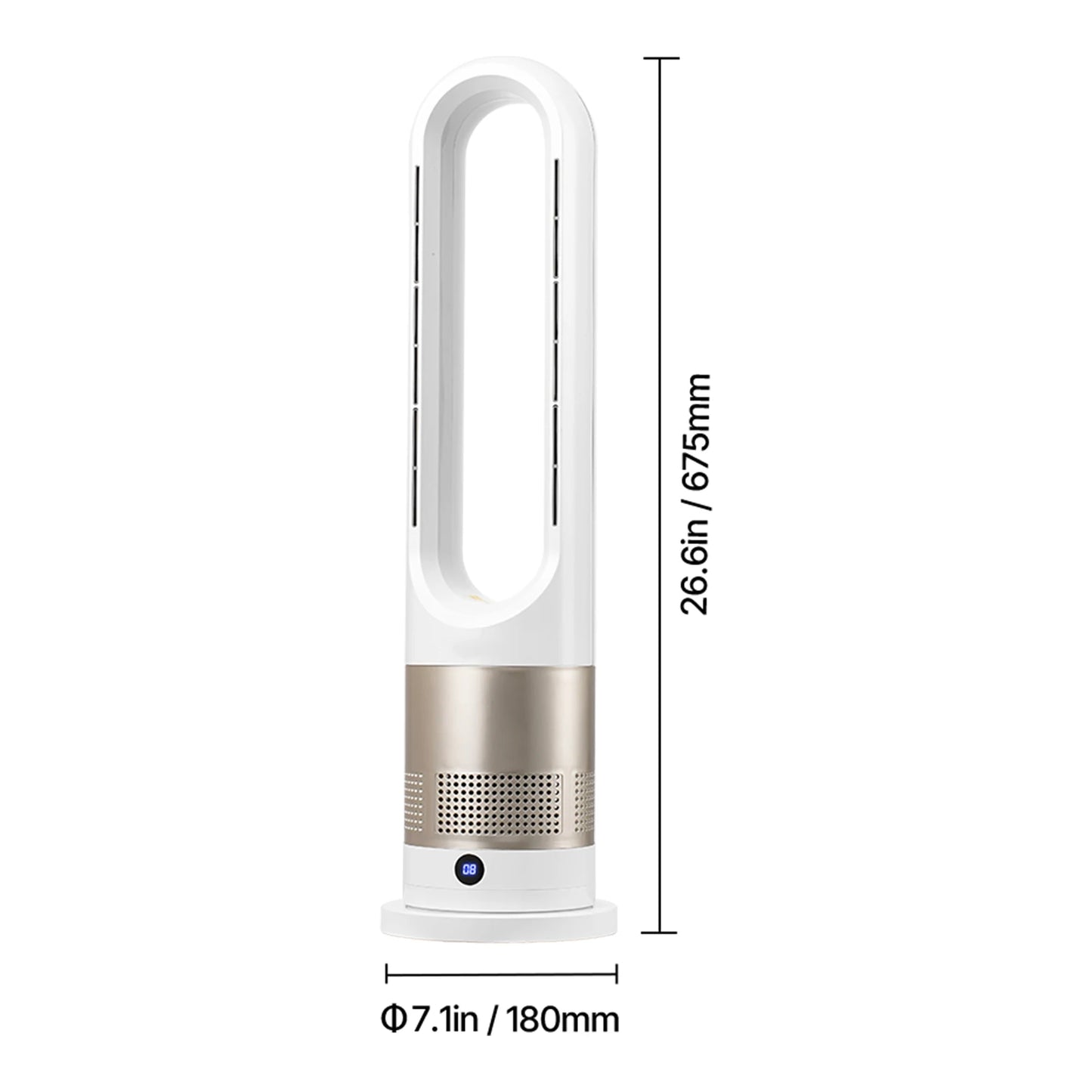 VEVOR Bladeless Tower Fan 8 Speed Oscillating Floor Fan with Remote Air Purification Mode Quiet Cooling Fan for Bedroom Home Office