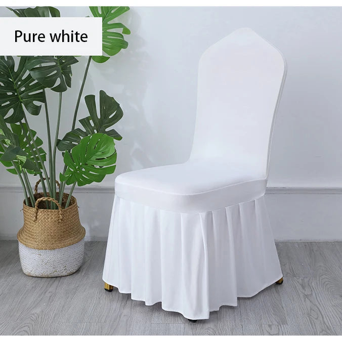 50/100PCS White Spandex Pleated Chair Covers – Stretch Seat Covers for Weddings, Banquets, Hotels, Parties & Event Decorations
