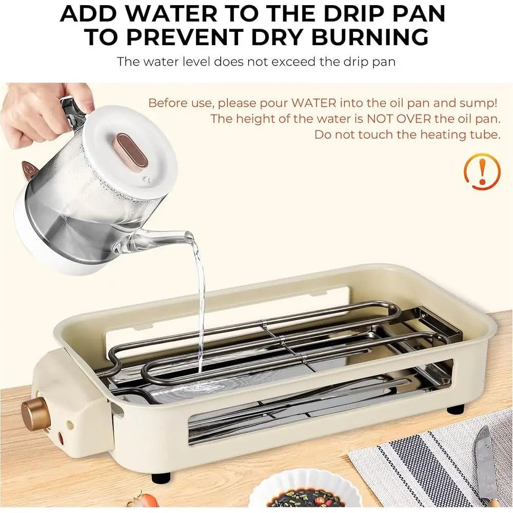 Electric Smokeless Indoor Grill with Raclette Pans