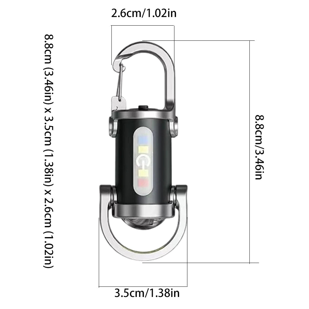 COB LED Keychain Flashlight USB Rechargeable Torch