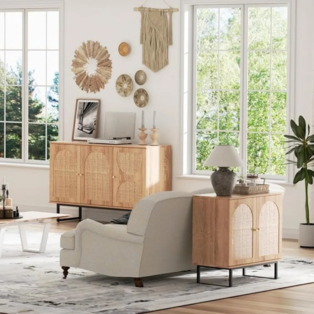 Boho Rattan Sideboard Buffet Cabinet