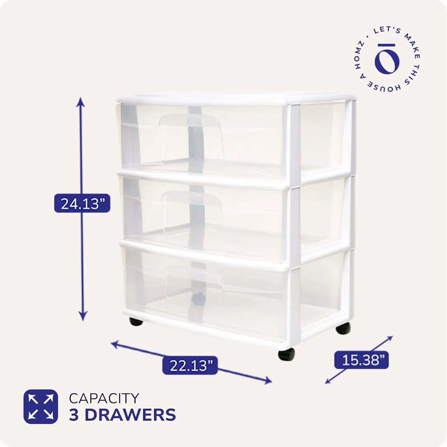 3-Tier Rolling Plastic Drawer Storage Organizer Cart