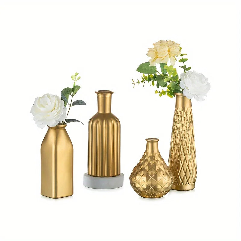 Gold Cylindrical Glass Vase for Table Décor