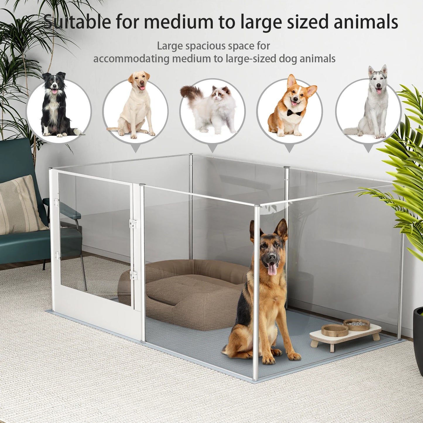 Clear Acrylic Pet Playpen with Pad
