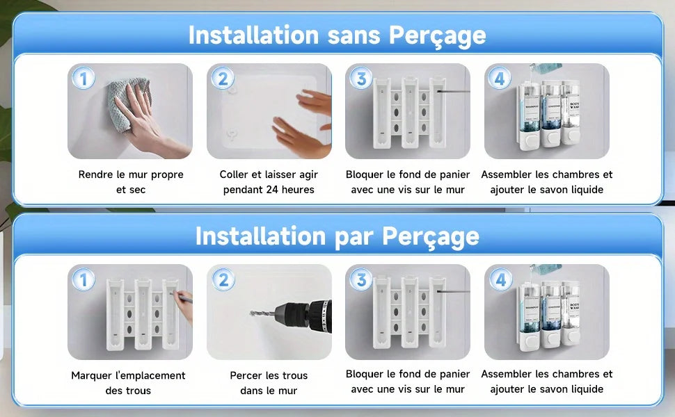 Wall Mounted 3-in-1 Bathroom Soap Dispenser