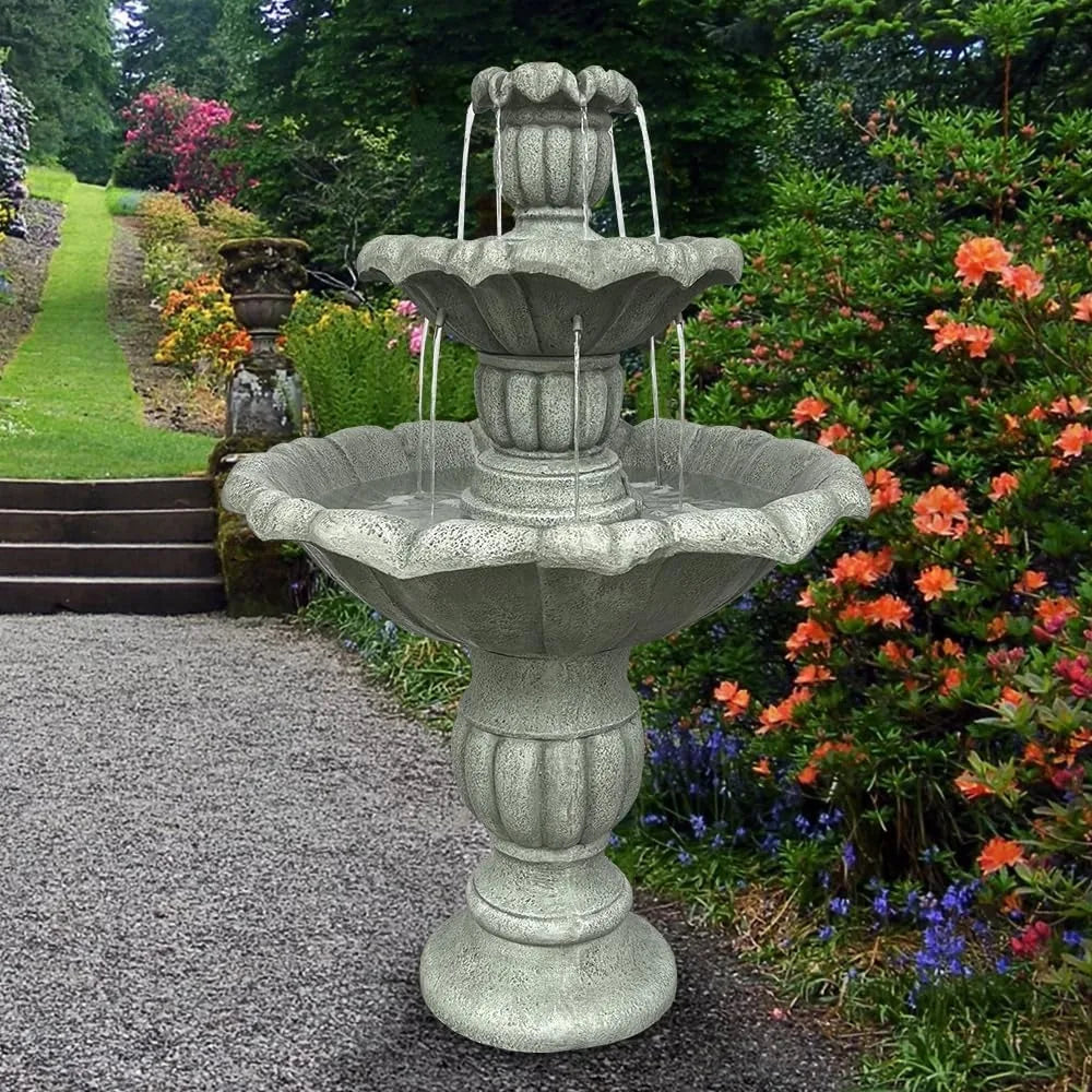3-Tier Birdbath Garden Waterfall Outdoor Fountain
