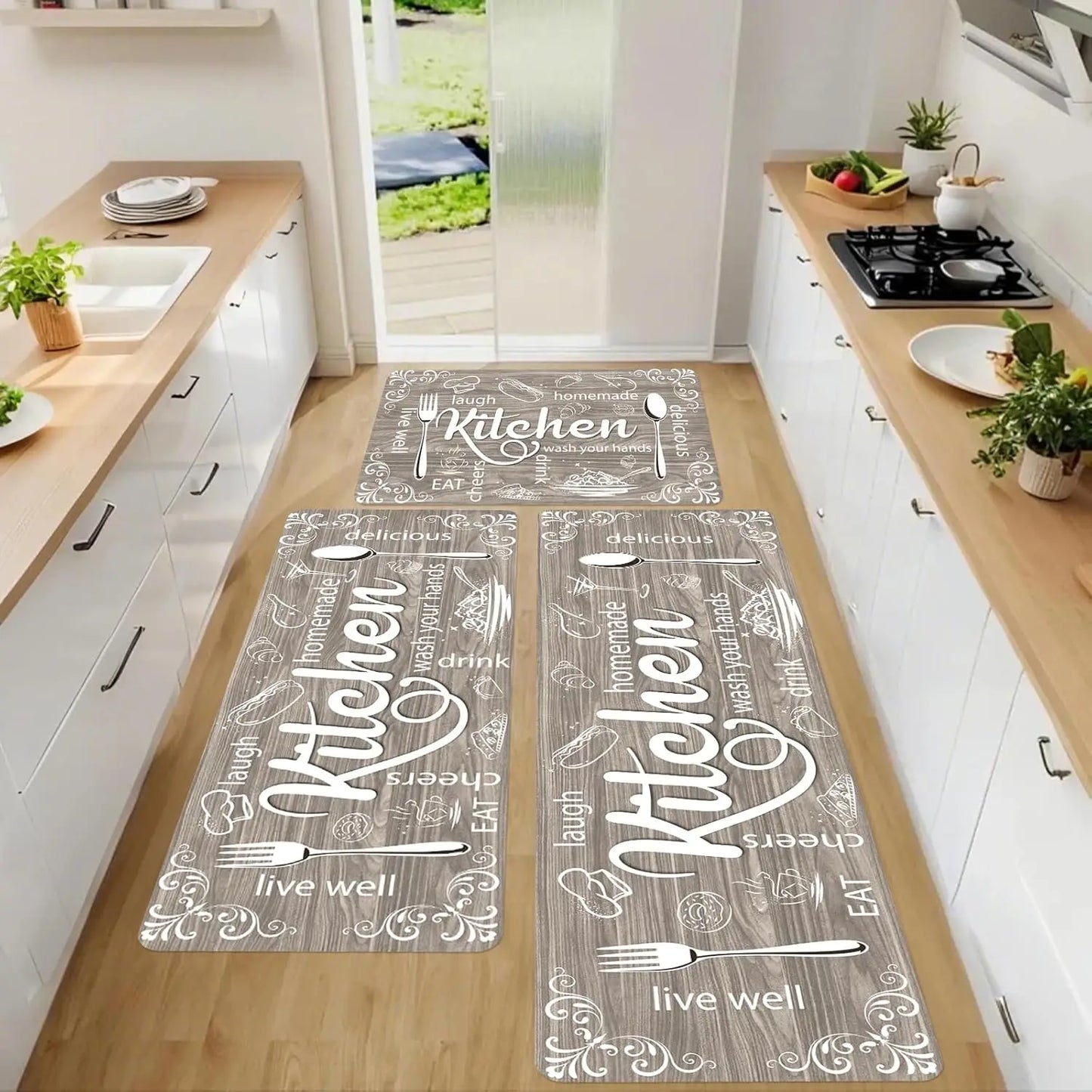 Non Slip Washable Kitchen Rug Set