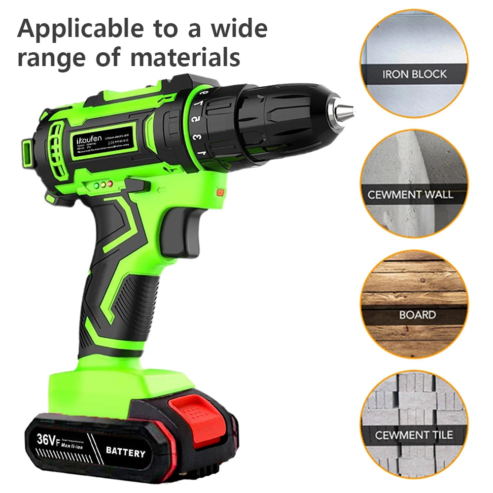 21V Cordless Drill Rechargeable Lithium Battery Screwdriver