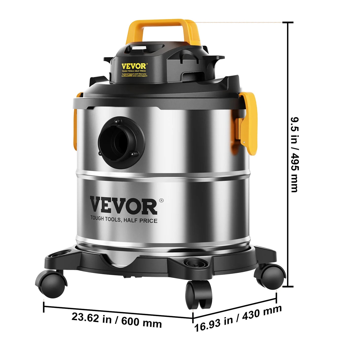 Stainless Steel Wet Dry Vacuum with Powerful Suction