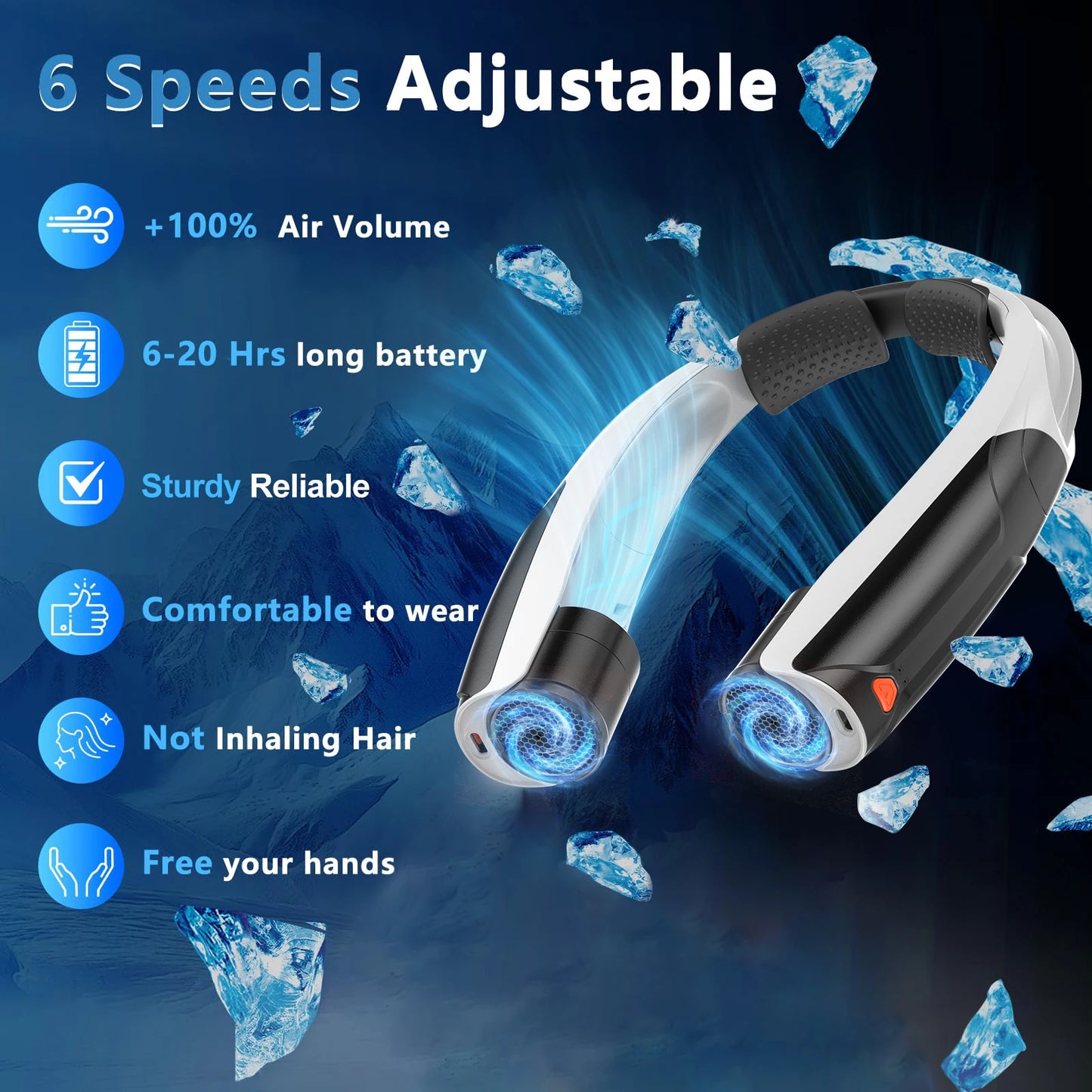 Portable Neck Fan Six Speeds Long-Lasting