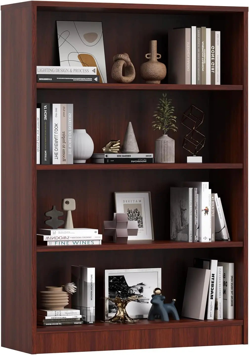 60-Inch 5-Shelf Wood Bookcase Organizer
