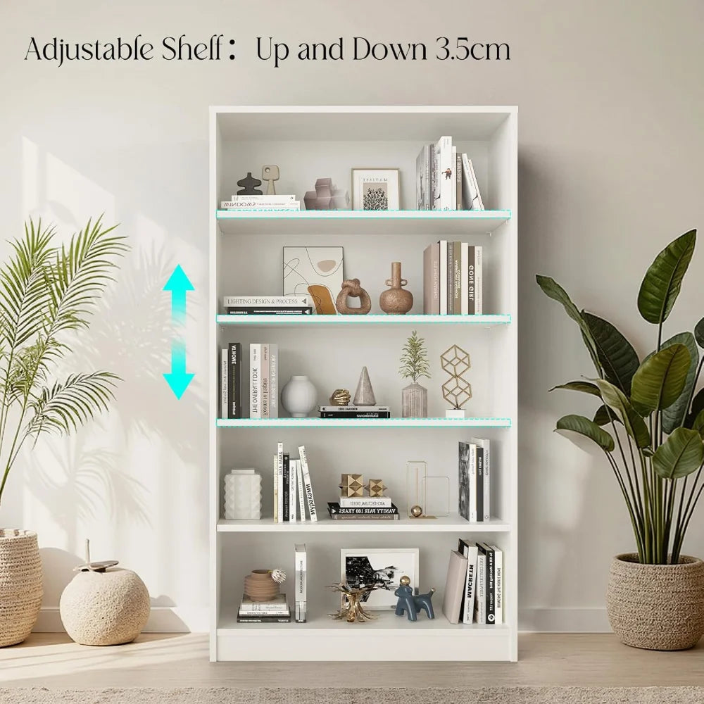 60-Inch 5-Shelf Wood Bookcase Organizer