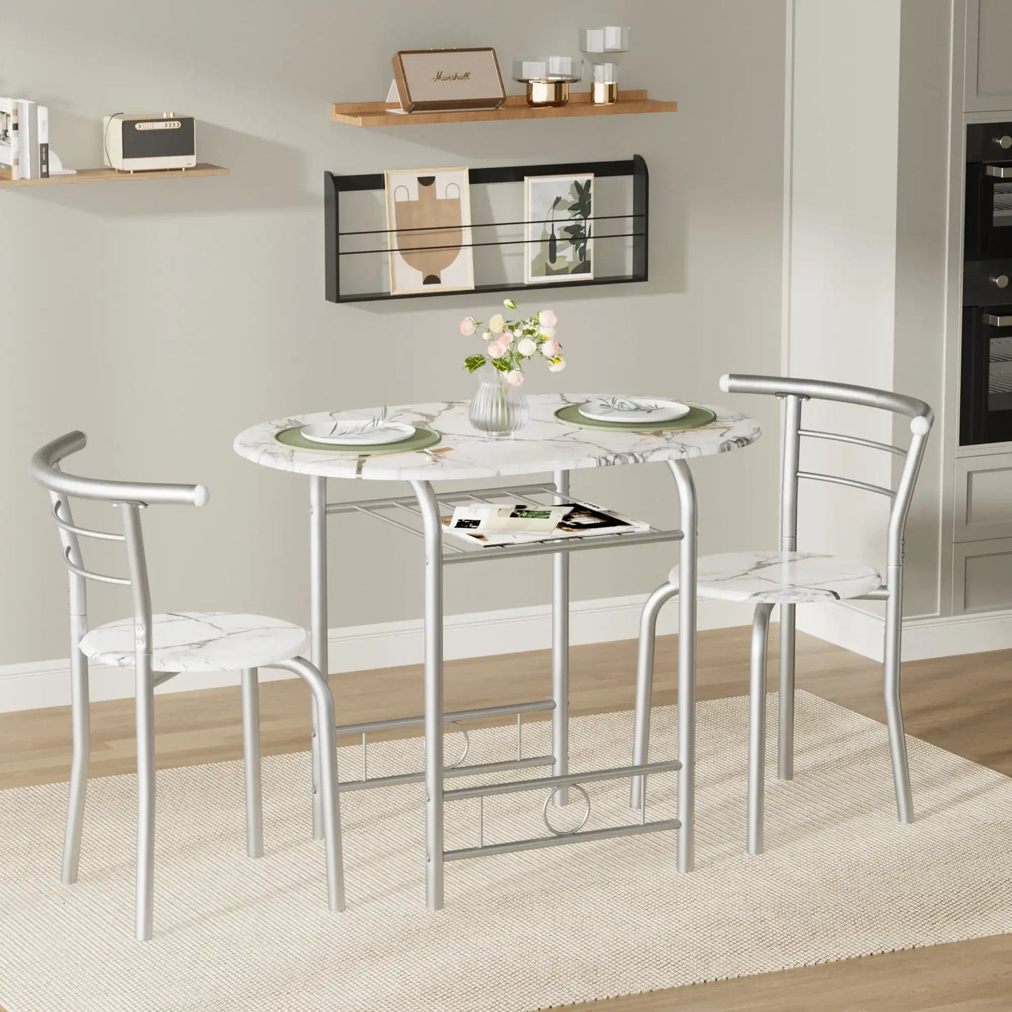 3-Piece Space Saving Kitchen Dining Set