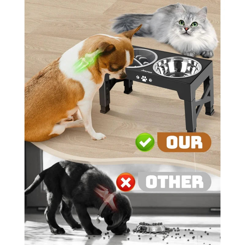 Adjustable Elevated Dog Bowls Stand Set