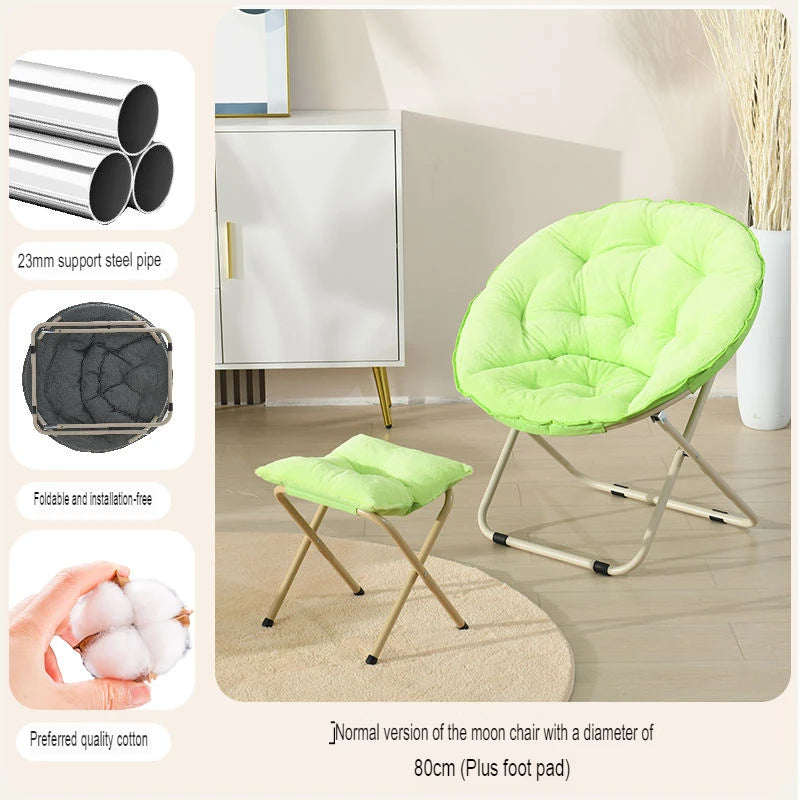 Round Folding Faux Fur Saucer Chair Set