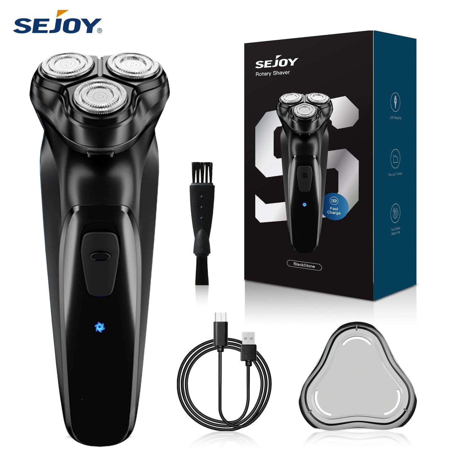 Sejoy Rechargeable Rotary Electric Razor for Men