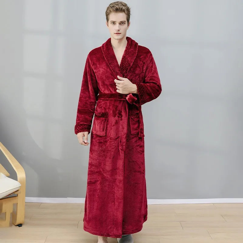Plush Coral Velvet Unisex Winter Bathrobe Pajamas