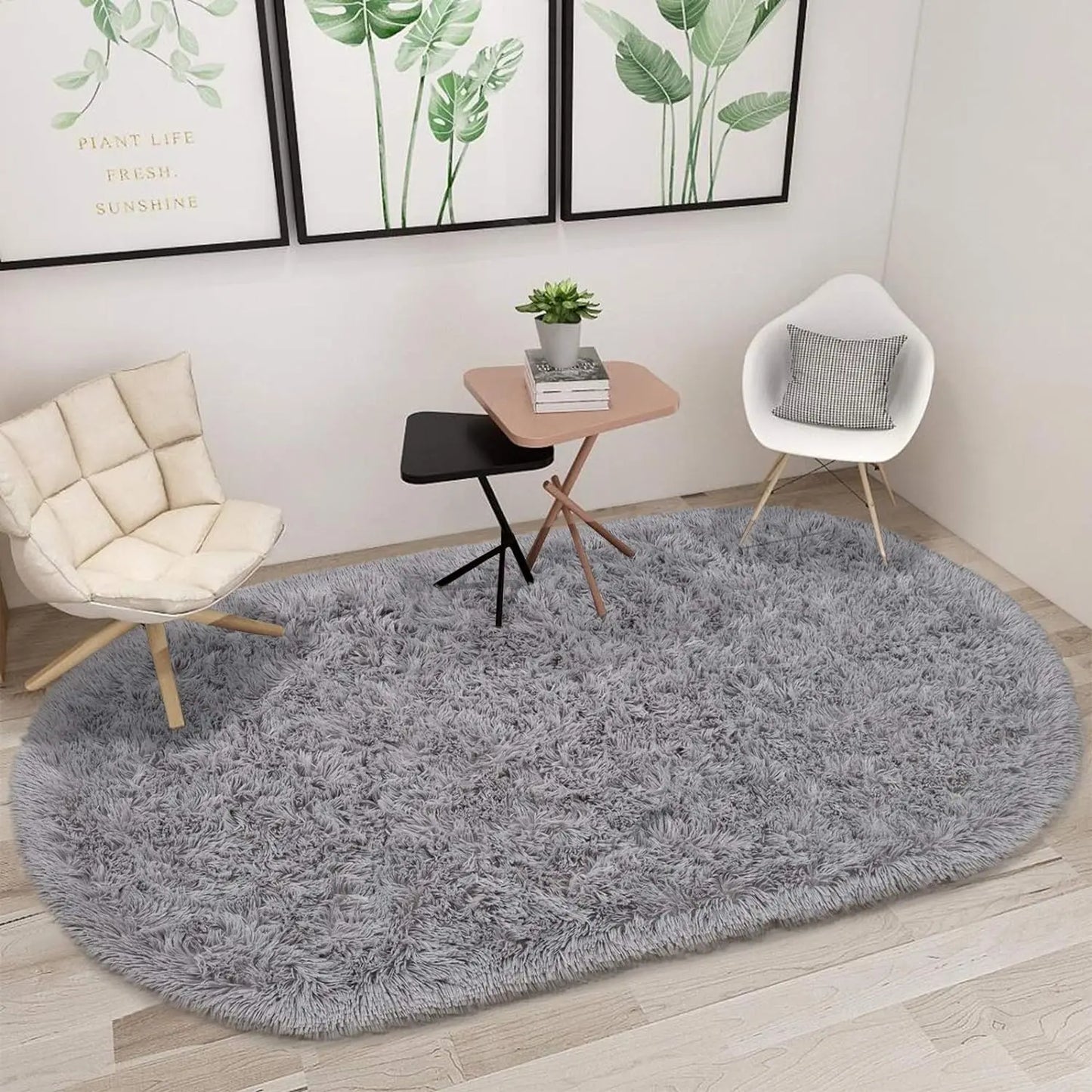 Oval Fluffy Plush Area Rug
