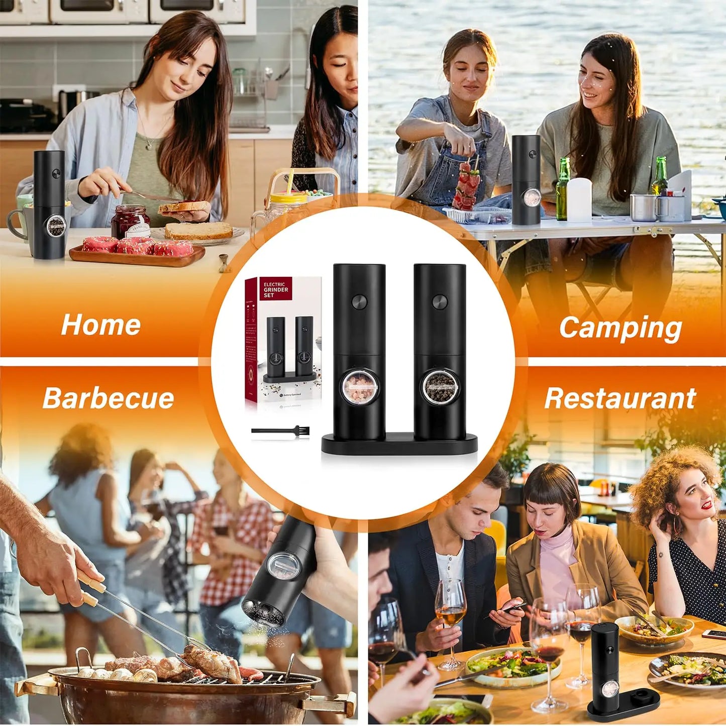 Electric Salt and Pepper Grinder Set