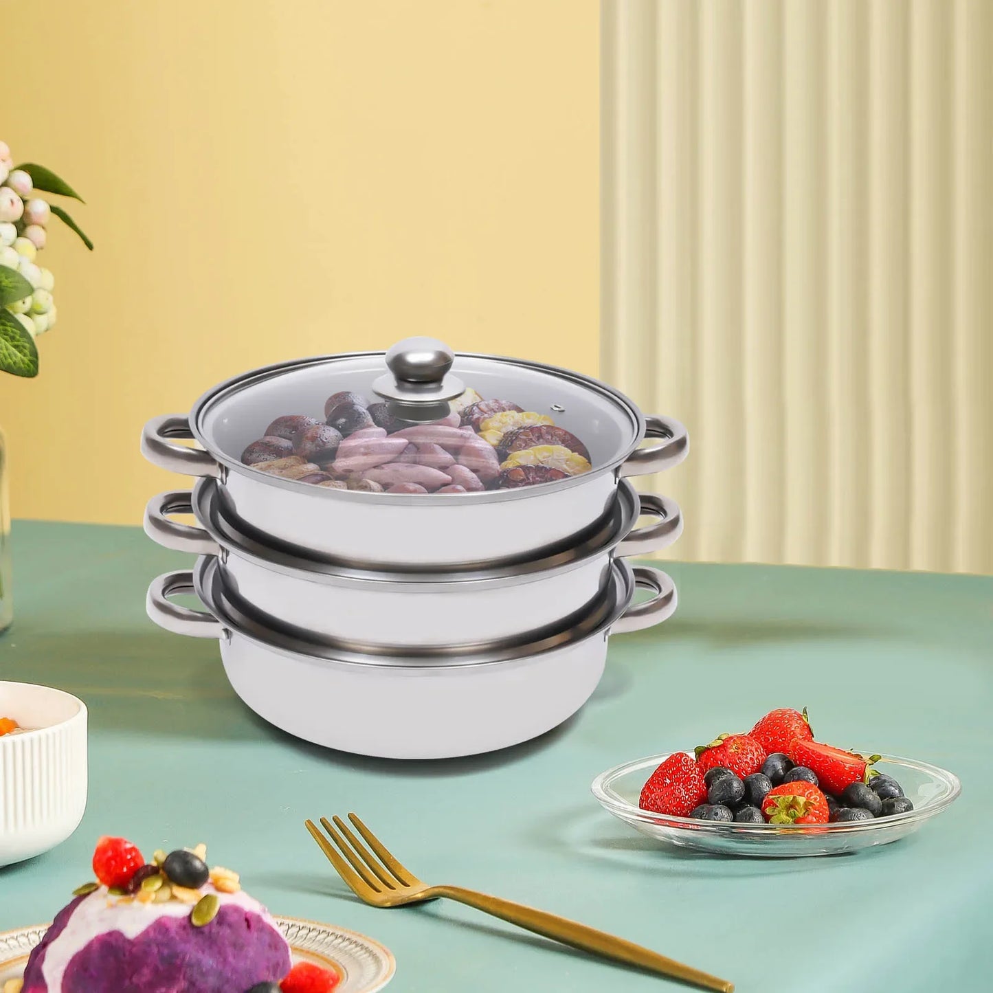 3-Tier Stainless Steel Kitchen Steamer Pot