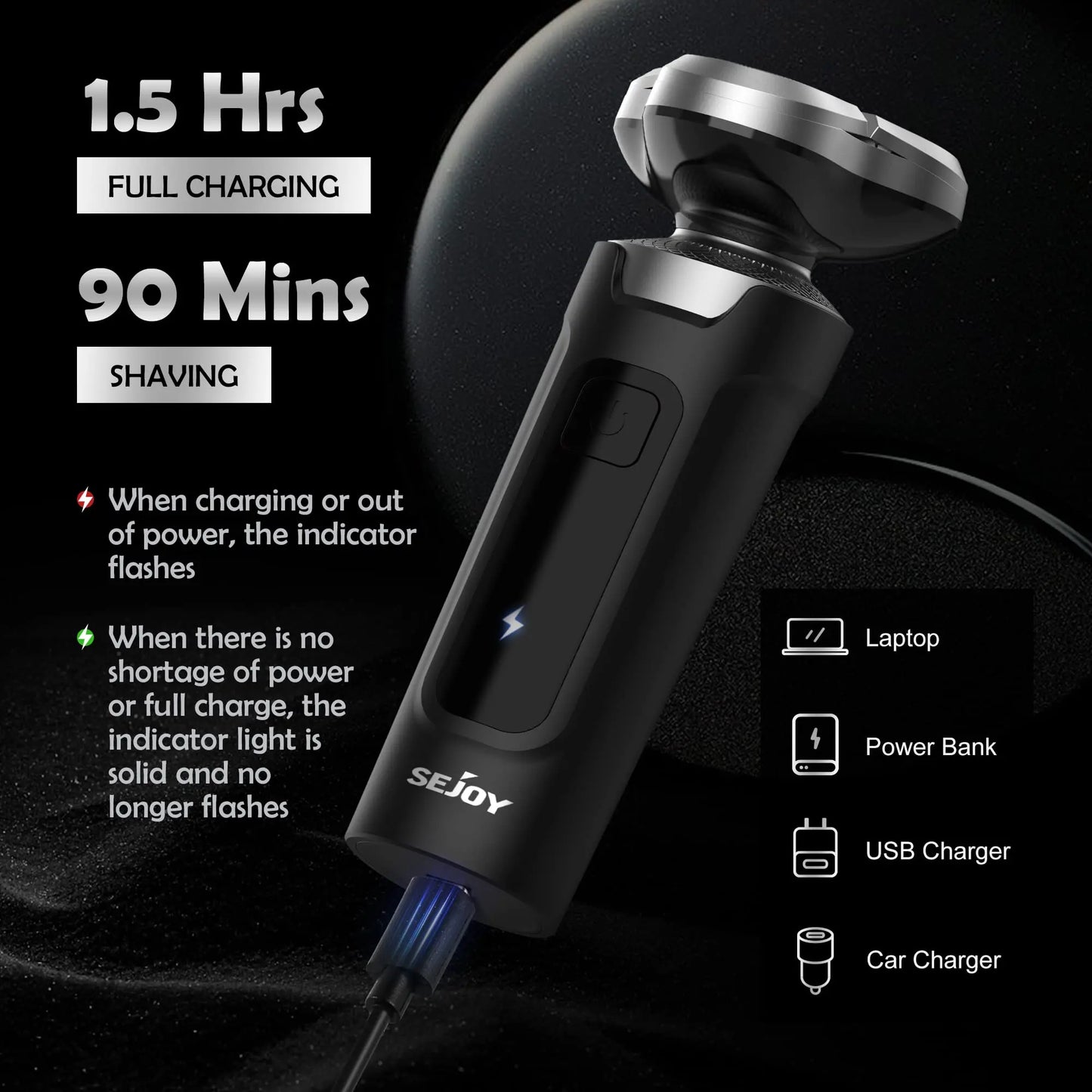 Rechargeable Electric Shaver for Men Wet Dry