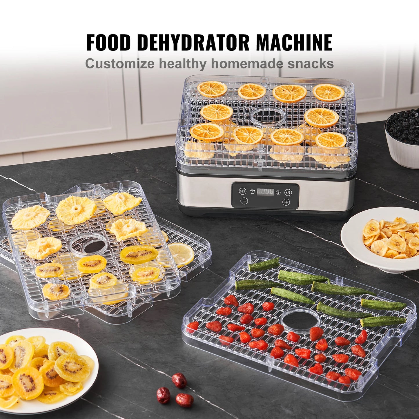 SucceBuy 5-Tray Electric Stainless Steel Food Dehydrator