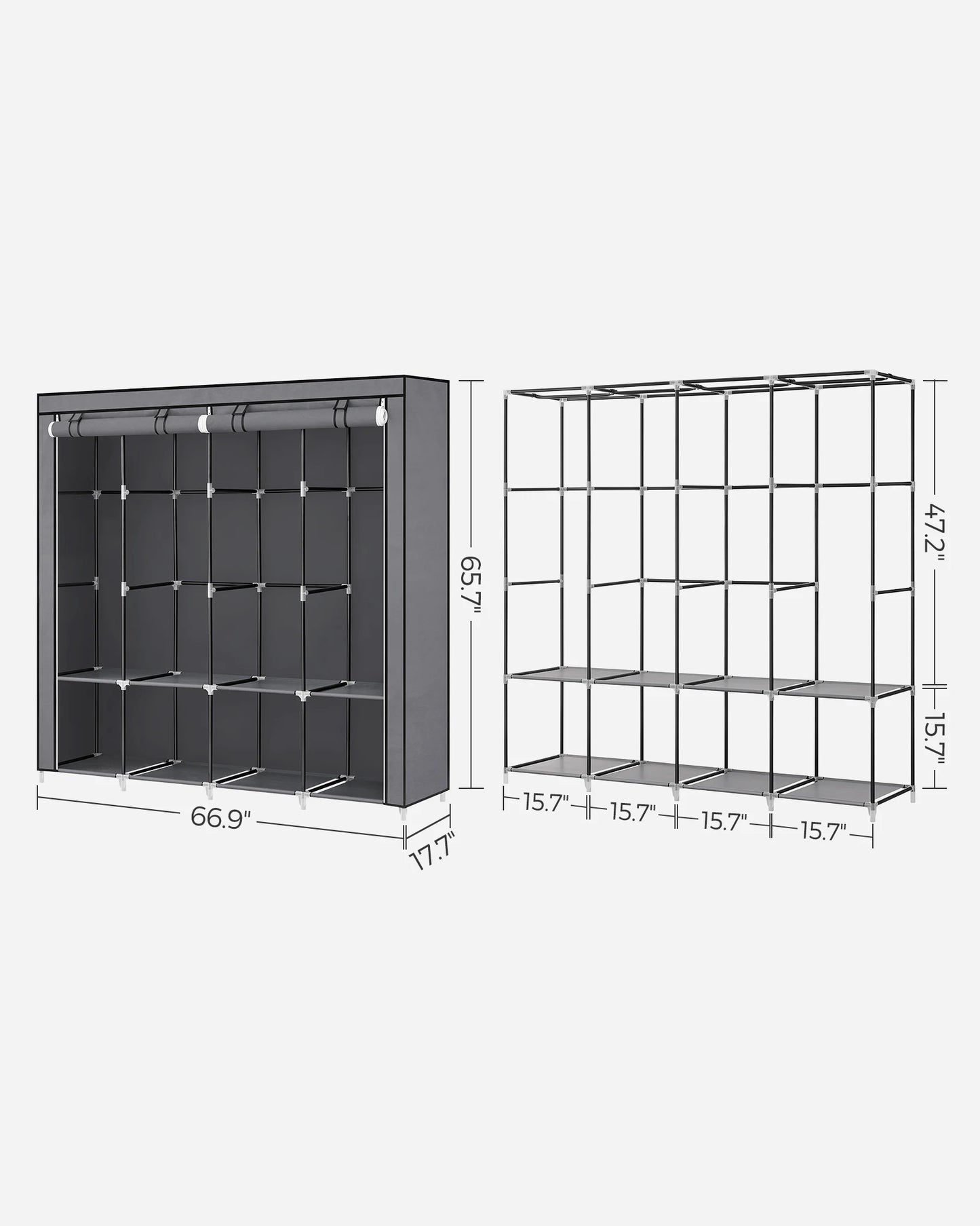 Portable Closet Wardrobe Organizer with Cover
