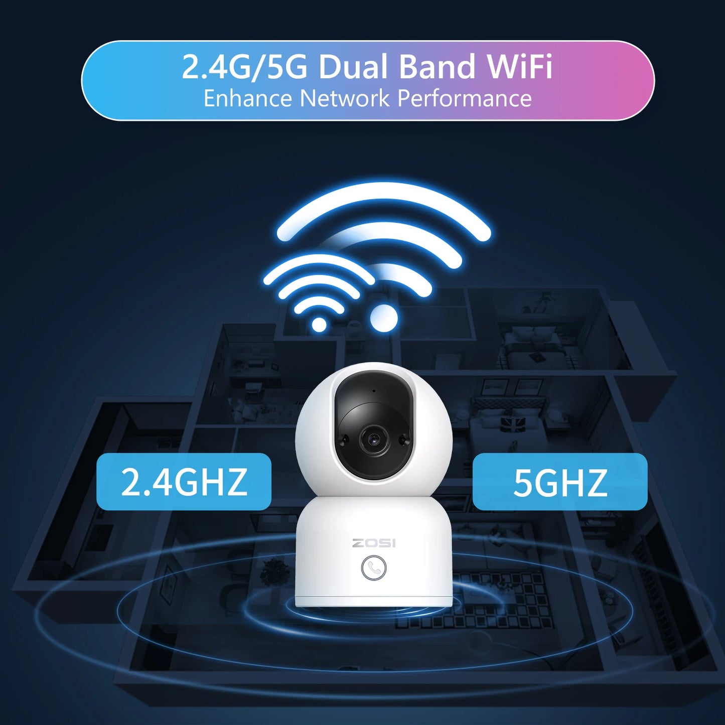 ZOSI 2K Pan/Tilt Indoor Smart Camera