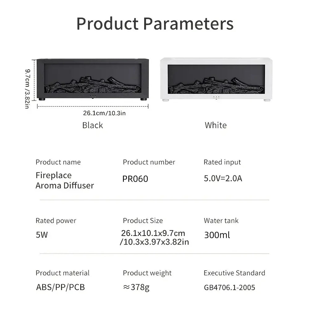 Upgraded 300ml Aroma Diffuser with 7-Color LED Flame Effect – Essential Oil Diffuser & Air Humidifier with Remote and Timer