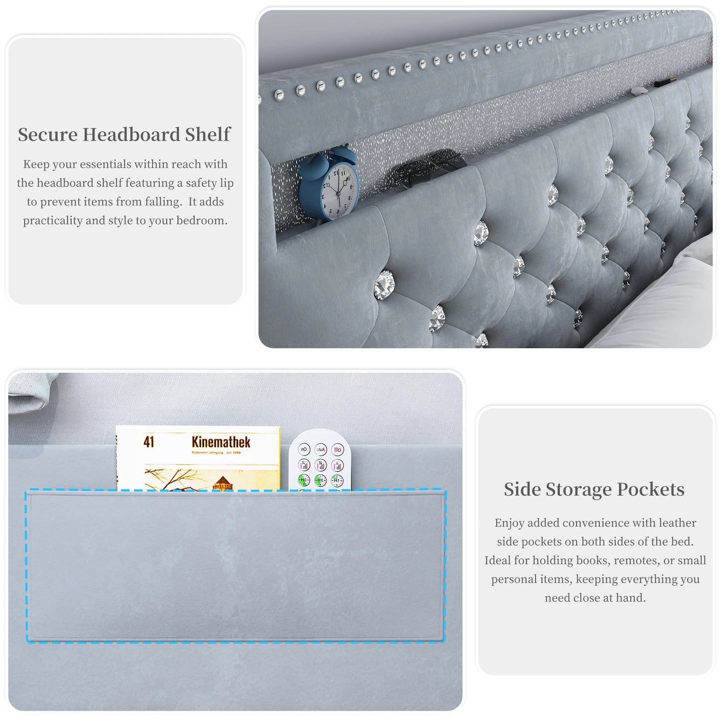 Full LED Bed Frame with 2 Drawers,
