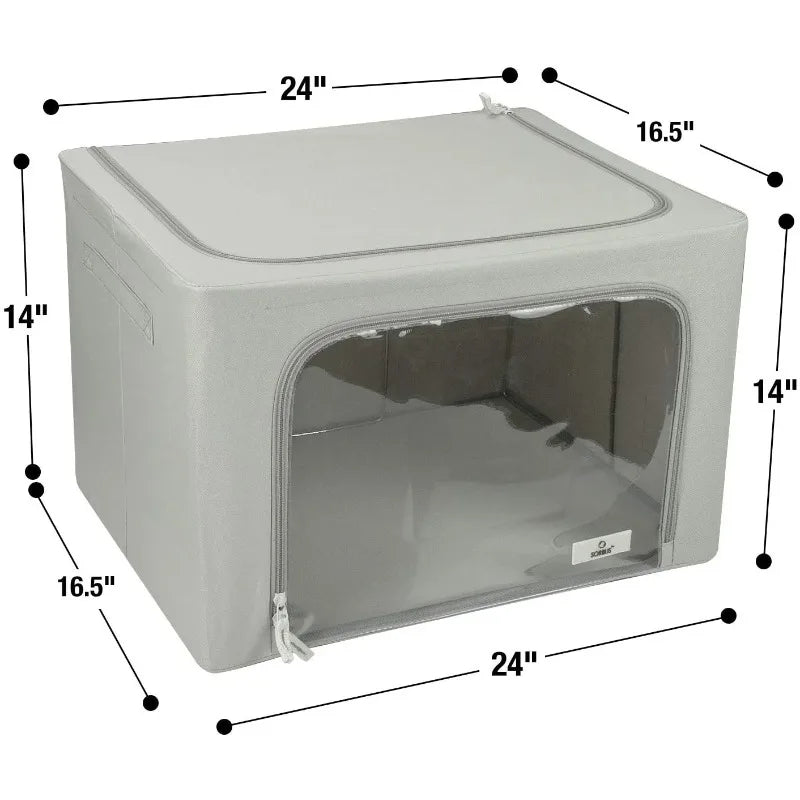 Collapsible Stackable Storage Bins with Clear Window