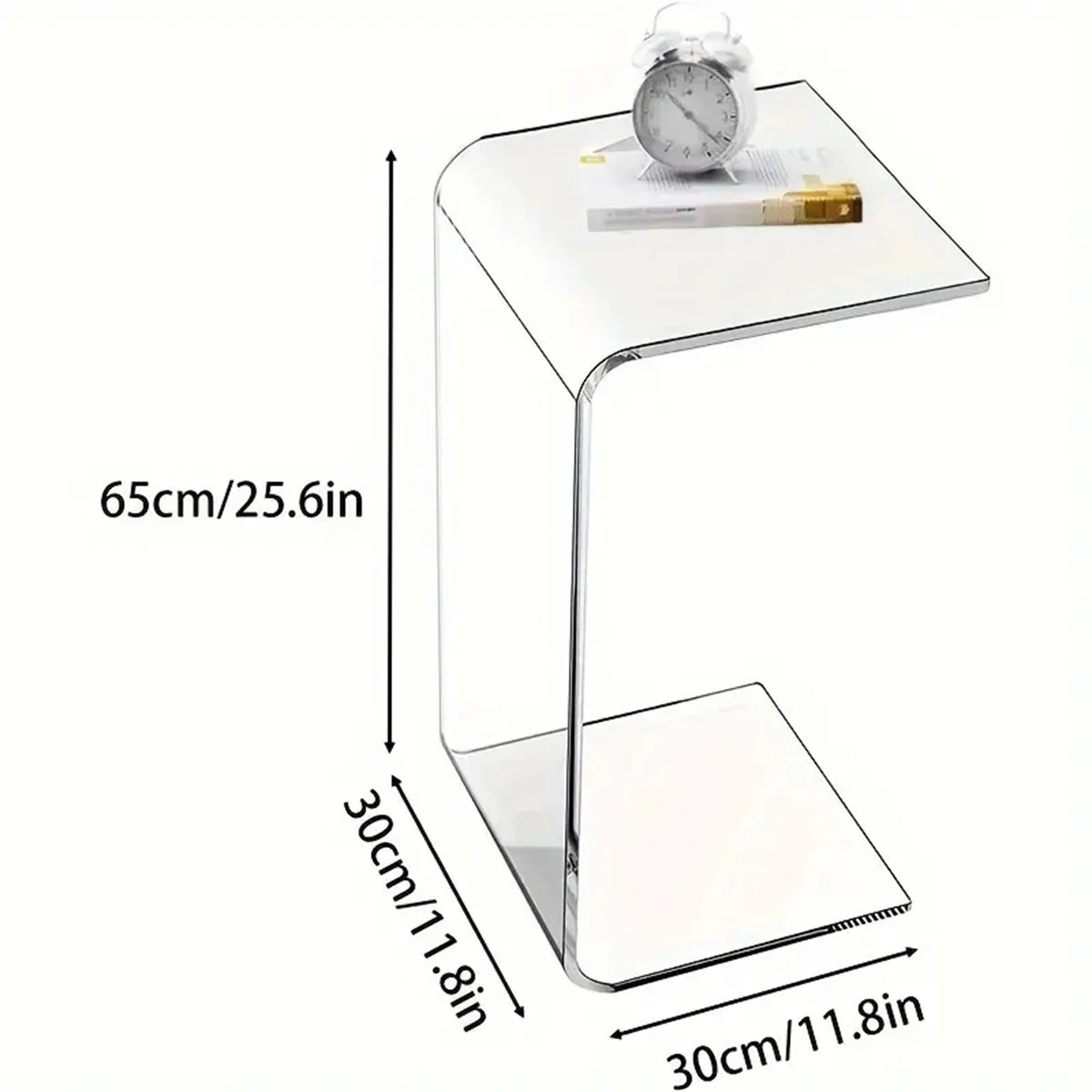 Modern Acrylic C-Shaped Transparent Side Table