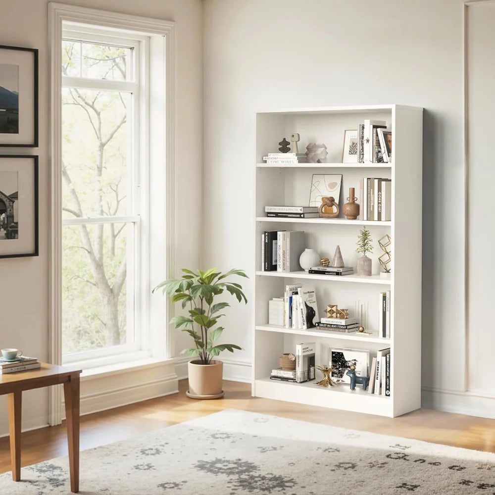 60-Inch 5-Shelf Wood Bookcase Organizer