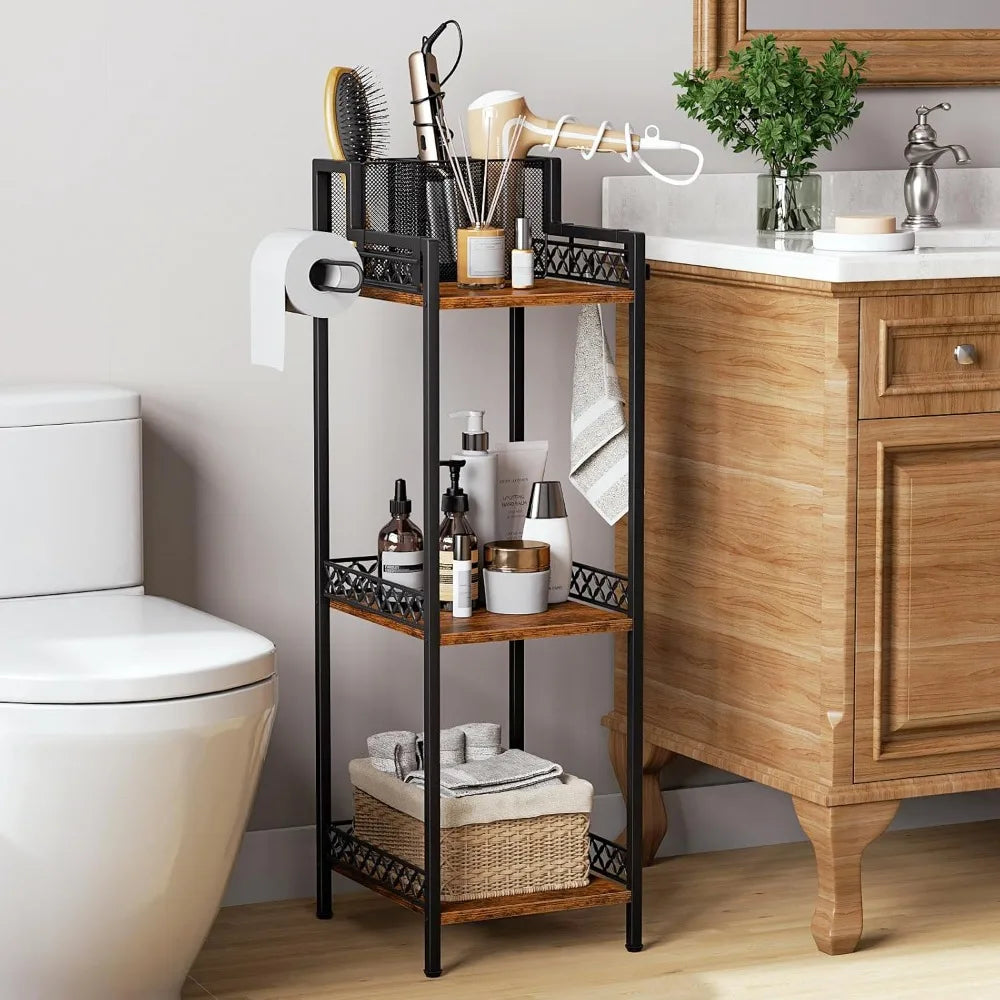 3-Tier Slim Bathroom Shelf Organizer with Holders