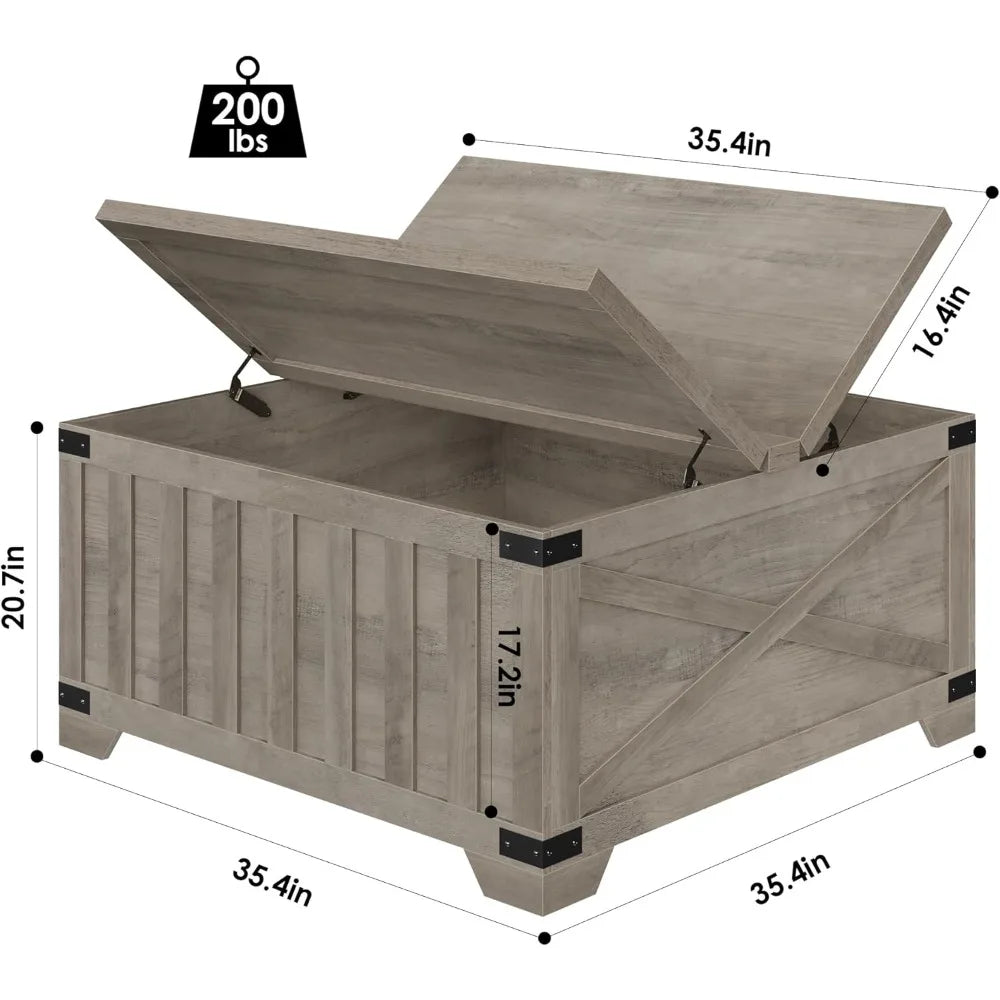 Farmhouse Coffee Table with Lift Top Storage