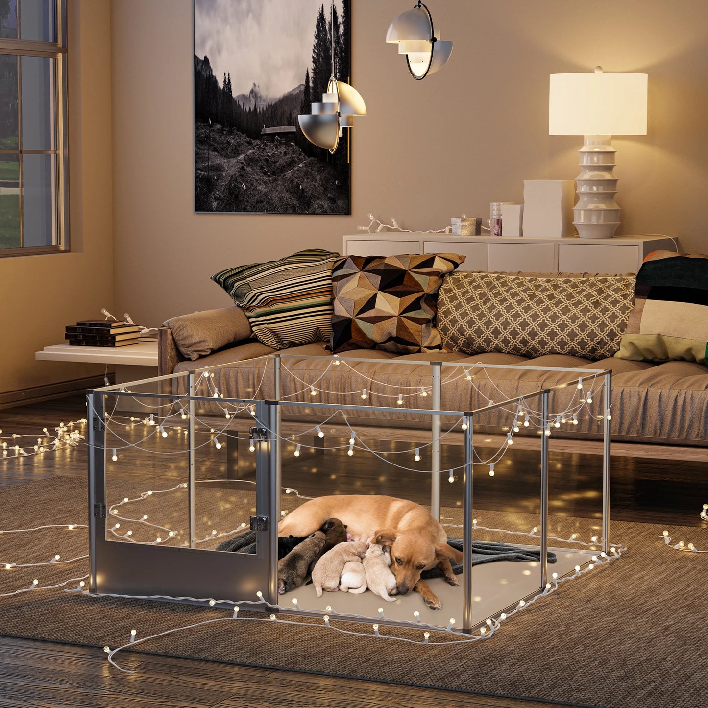 Clear Acrylic Pet Playpen with Pad