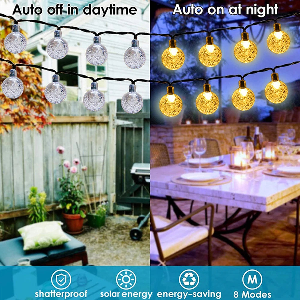 Solar Bubble Ball String Lights Outdoor Decoration