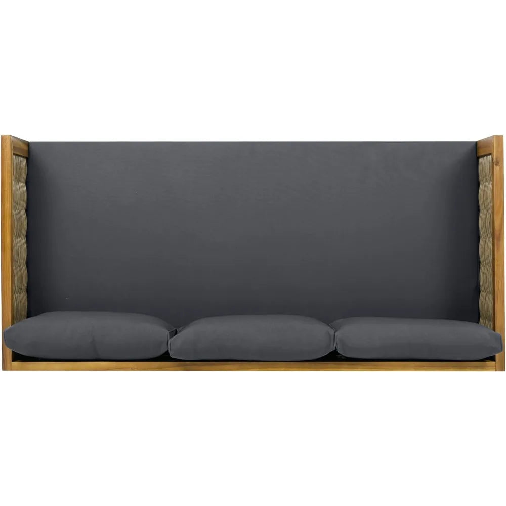 Outdoor Patio Daybed 3 Seater Acacia Wood Sofa